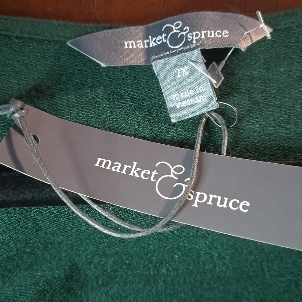 Market & Spruce Plus Size Green Ruched Rayon Cardigan Size 2X - Picture 6 of 7